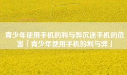 青少年使用手机的利与弊沉迷手机的危害「青少年使用手机的利与弊」
