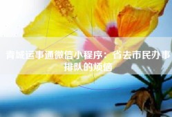 青城运事通微信小程序：省去市民办事排队的烦恼