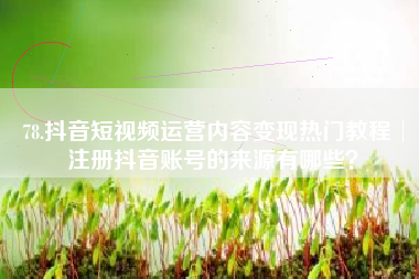78.抖音短视频运营内容变现热门教程│注册抖音账号的来源有哪些？
