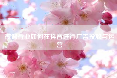 微课行业如何在抖音进行广告投放与运营