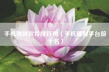 手机理财软件排行榜（手机理财平台前十名）