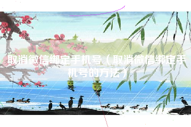 取消微信绑定手机号（取消微信绑定手机号的方法）